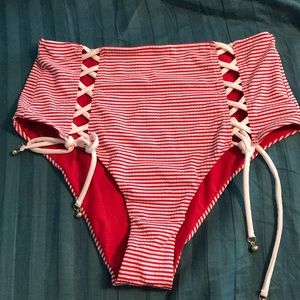 high waisted cheeky swim bottoms